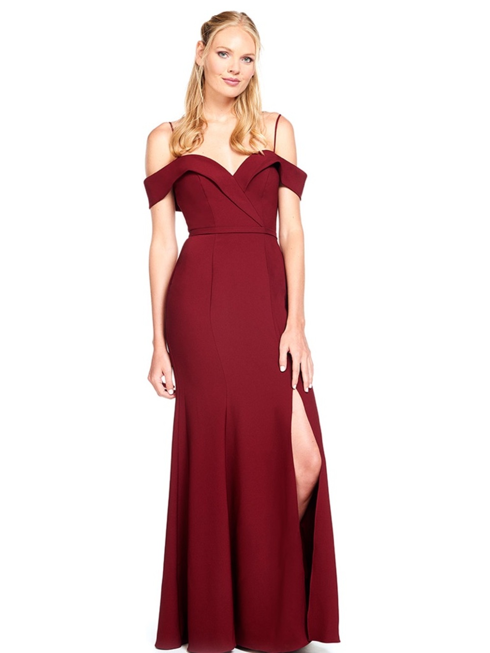 Christina Wu Burgundy Prom Dress with Sweetheart Neckline